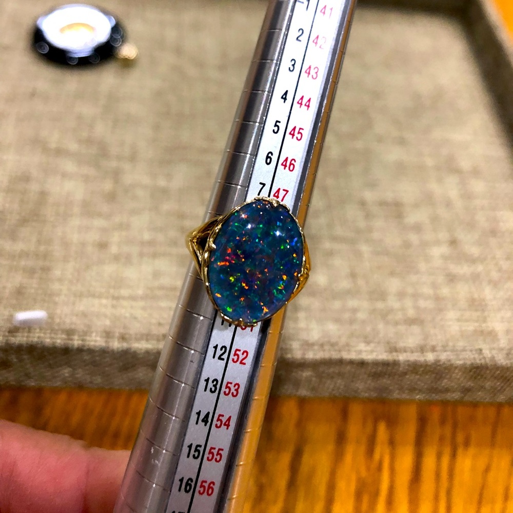 Solid 14k gold (not plated) triplet Australian Opal
